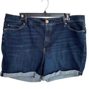 Seven7 Jean Shaper Shorts Womens Plus Size 24W Stretch Denim Classic Rolled Hem